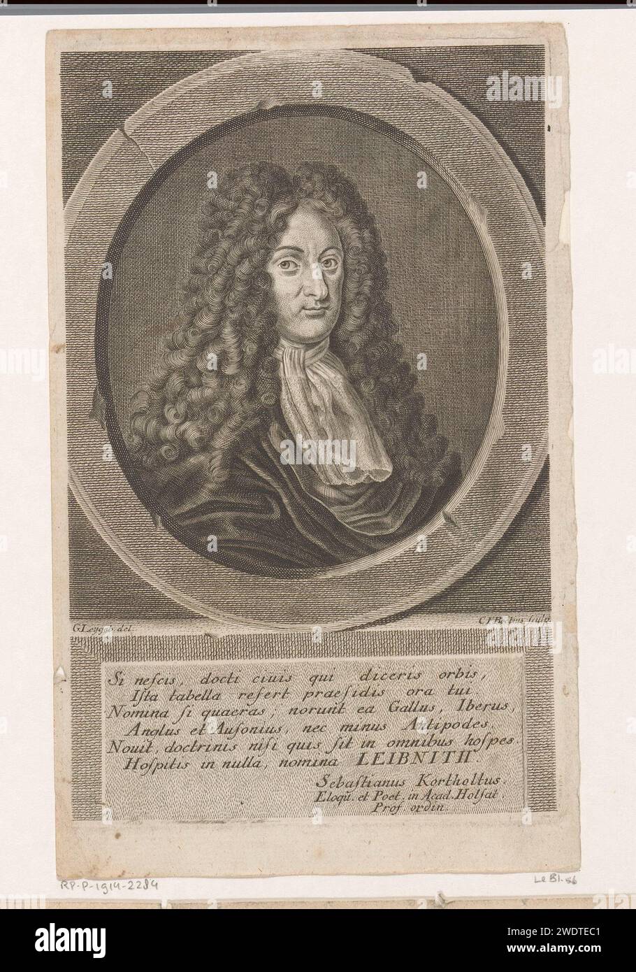 PortraT van Gottfried Wilhelm Leibnitz, Christian Friedrich Boëtius, After Gottfried Leybge, 1724 - 1782 tipografo: GermanyKiel carta incisione personaggi storici Foto Stock