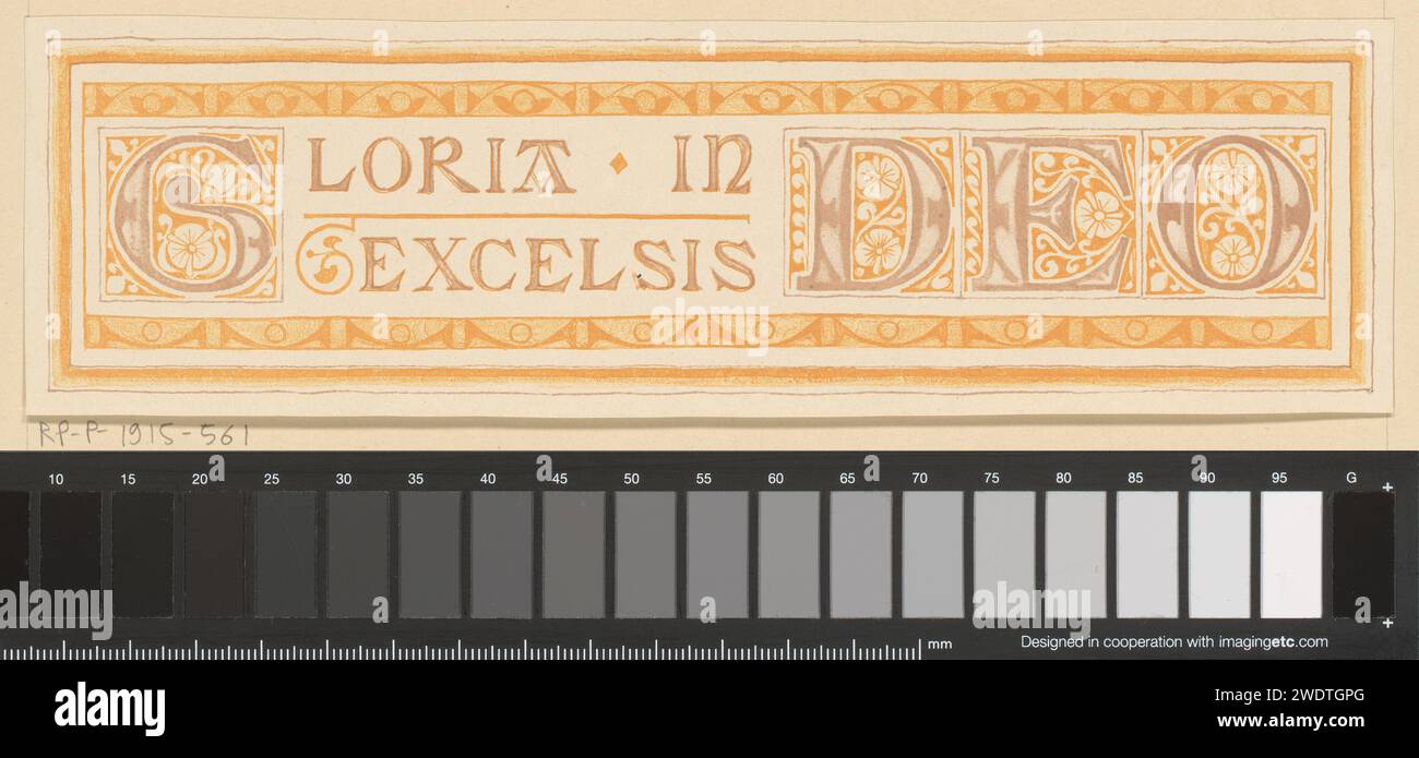 Gloria a Dio, Antoon Derkinderen, 1895 stampa Una fascia orizzontale rettangolare decorata con motivi floreali e vegetali. ornamento di carta derivato da forme vegetali Foto Stock
