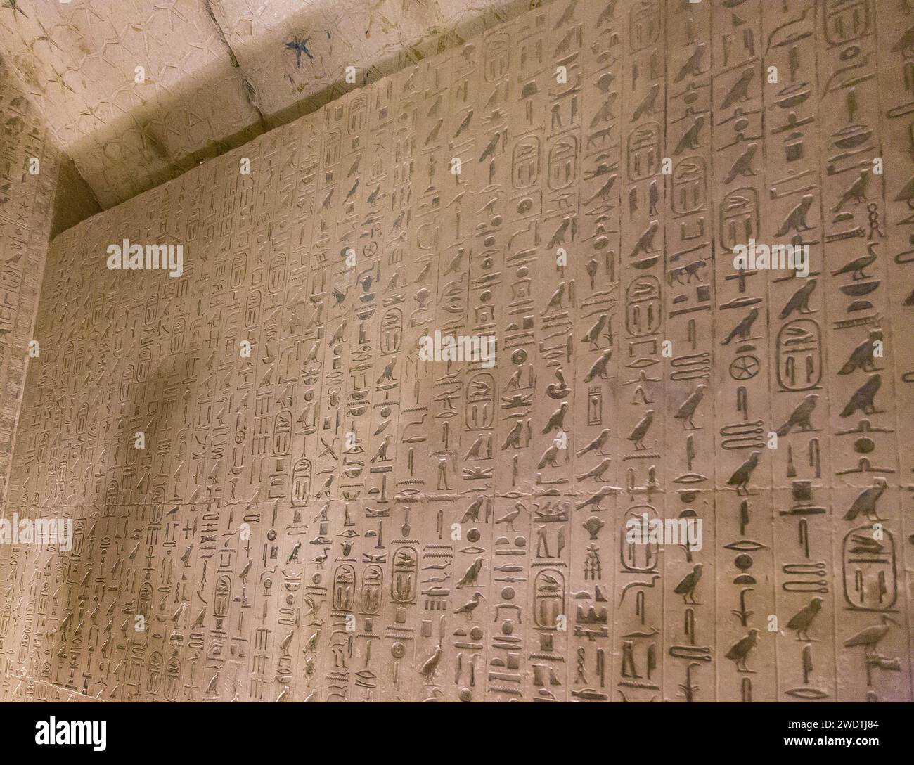 Egitto, Saqqara, piramide di Unas, anticamera, i famosi testi piramidali. Foto Stock
