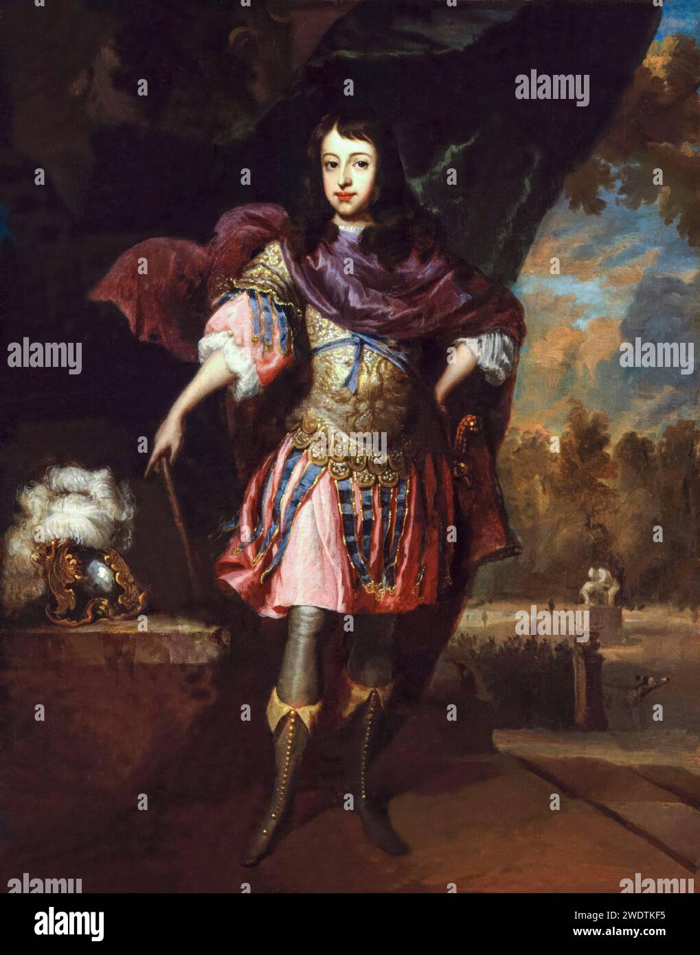 Guglielmo III d'Inghilterra, Principe d'Orange (1650-1702), ritratto dipinto ad olio su tela dopo Jan de Baen, circa 1668 Foto Stock