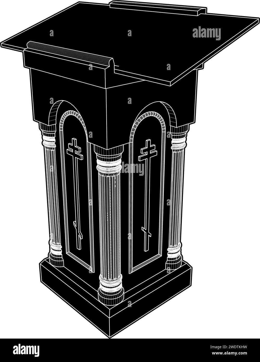 Lectern Church rack Vector. Immagine isolata su sfondo bianco. Illustrazione Vettoriale