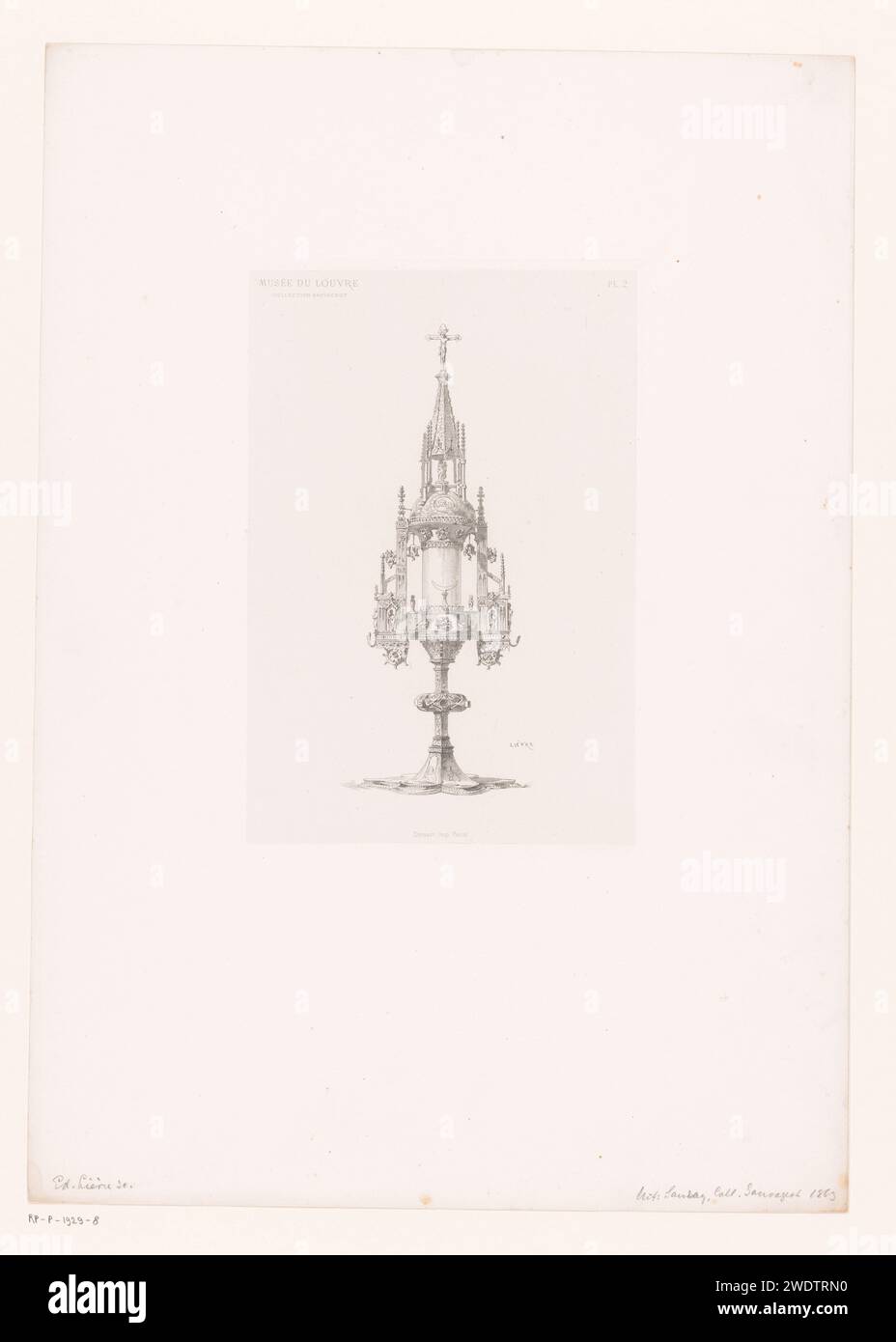 GOTSIZ RIGIENDHOUDER, EDUOUARD LIEPEY, stampa 1863 numerata in alto a destra: pl. 2) giornale di Parigi. incisione di reliquie (e reliquiari) Foto Stock