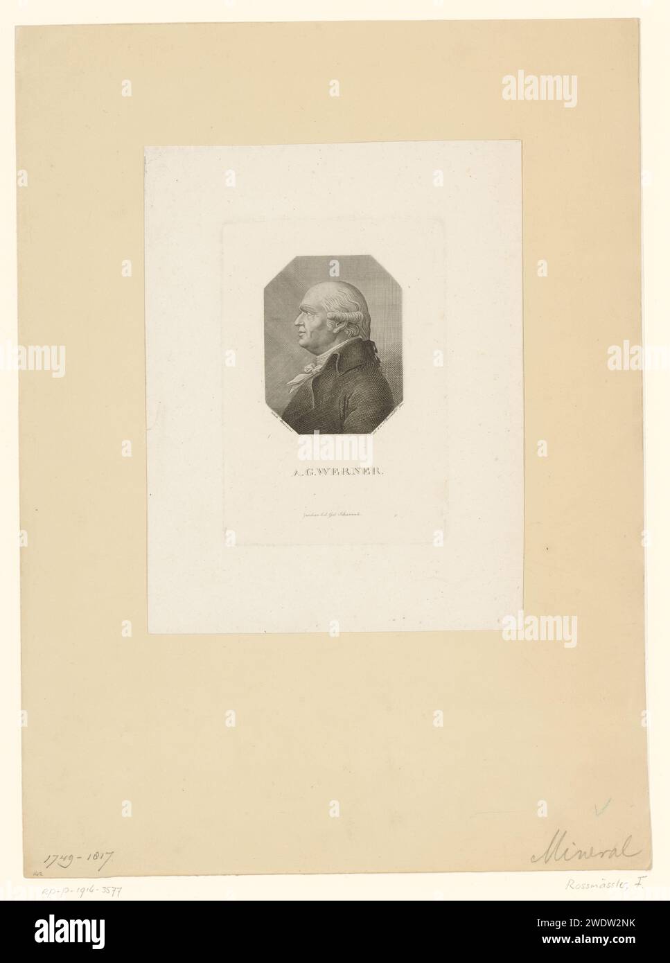 PortraT van Abraham Gottlob Werner, Friedrich Rossmässler, dopo Carl Friedrich Demiani, 1785 - 1858 carta stampata incisione persone storiche Foto Stock