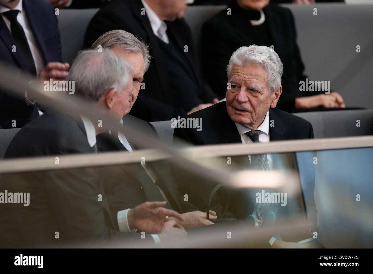 Staatsakt fuer Wolfgang Schaeuble im Deutschen Bundestag Joachim Gauck beim Trauerstaatsakt fuer den verstorbenen Praesidenten des Deutschen Bundestages a. D., Wolfgang Schaeuble, Berlino , 22.01.2024 Berlin Berlin Deutschland **** cerimonia di Stato per Wolfgang Schaeuble nel Bundestag tedesco Joachim Gauck alla cerimonia funebre di stato per il defunto presidente del Bundestag tedesco ret., Wolfgang Schaeuble, Berlino , 22 01 2024 Berlino Berlino Germania Foto Stock