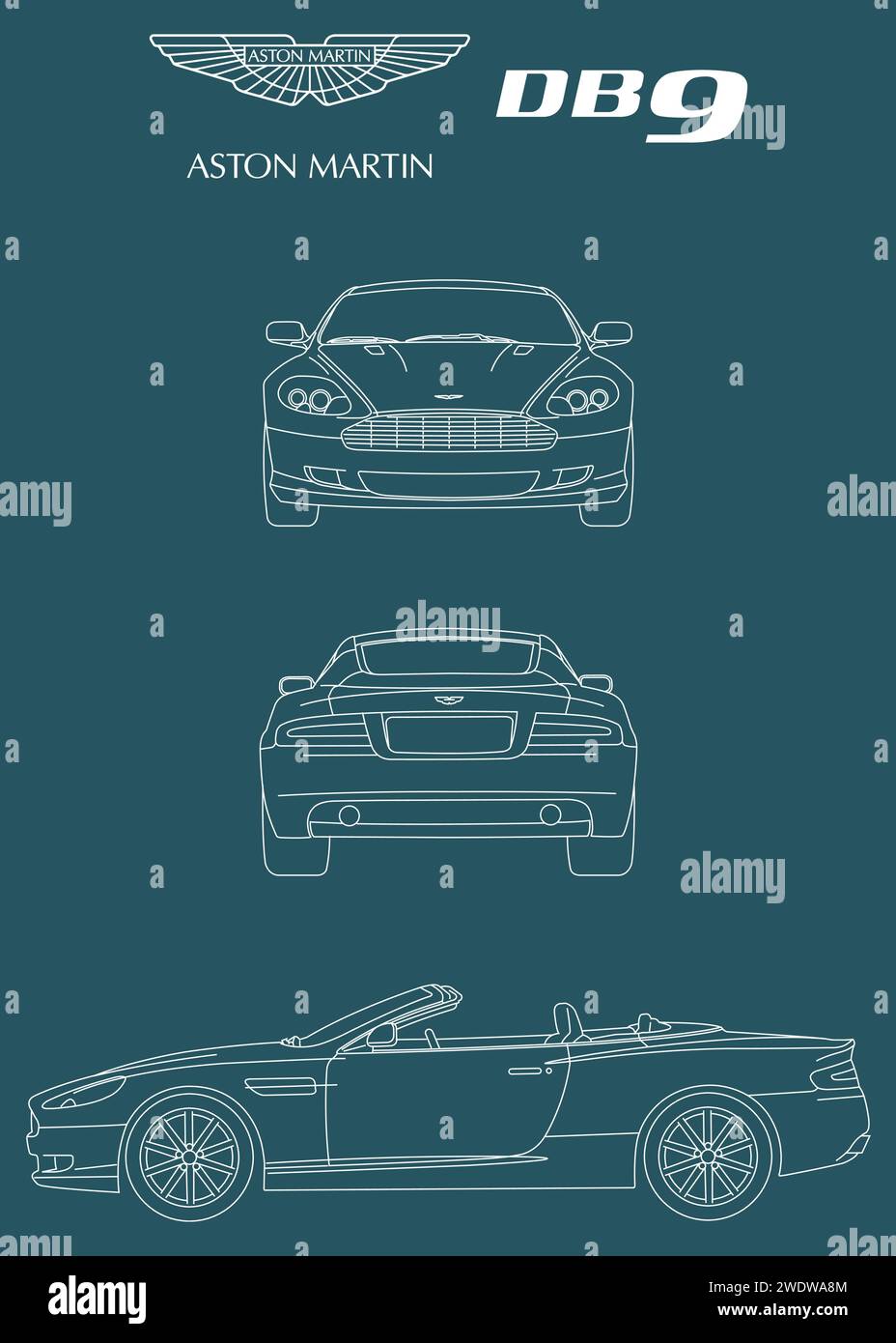 2005 progetto per auto Aston Martin DB9 Illustrazione Vettoriale