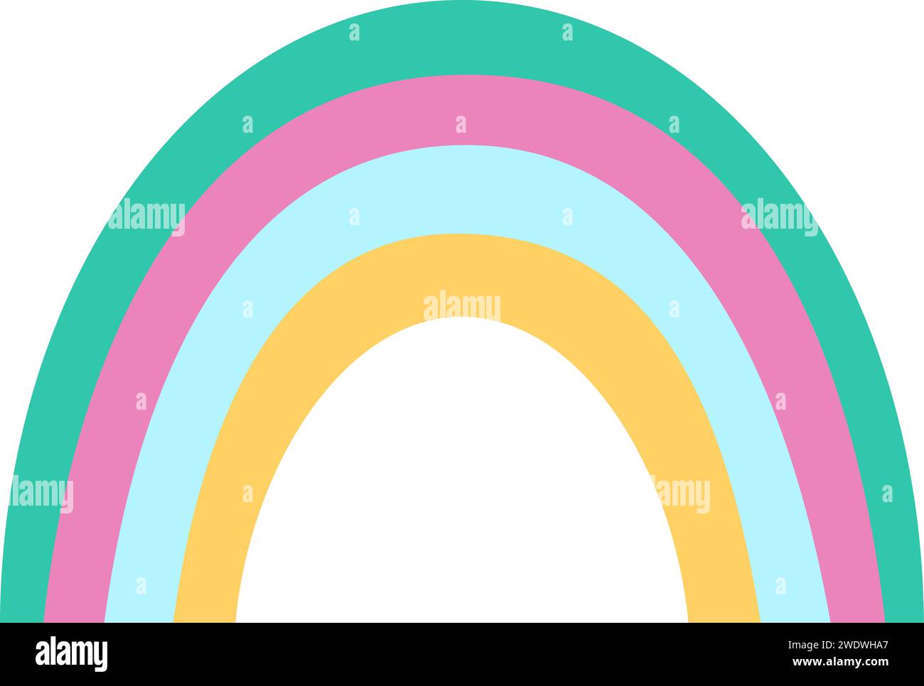 Arcobaleno vettoriale. Concetto di tesori unicorno. Decorazione magica o fiabesca per carte isolate su sfondo bianco. Un elemento intempestivo Illustrazione Vettoriale