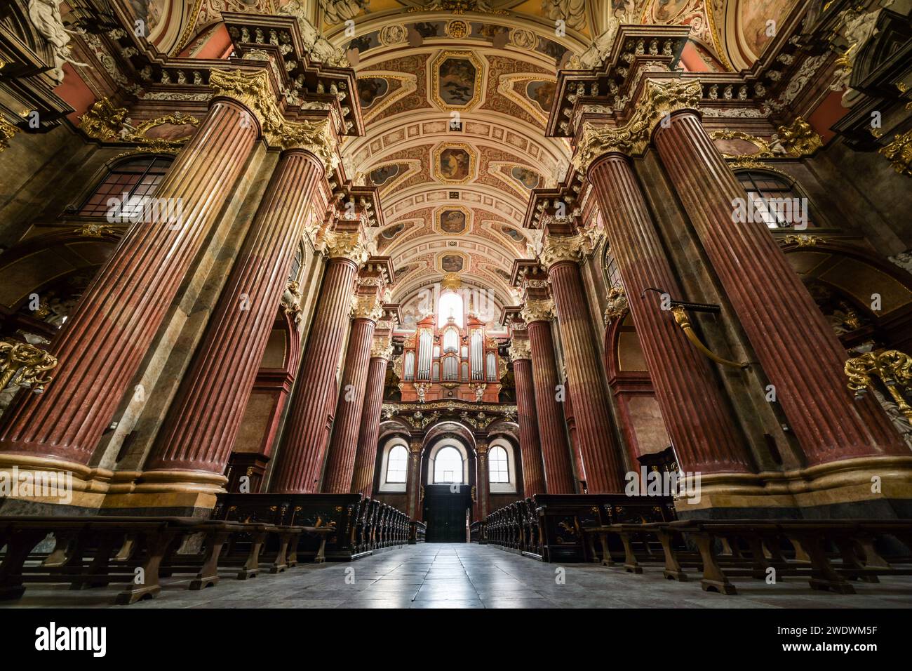 Interno dell'Arcicattedrale Basilica di San Peter e St. Paul a Poznan presenta architettura e design straordinari Foto Stock