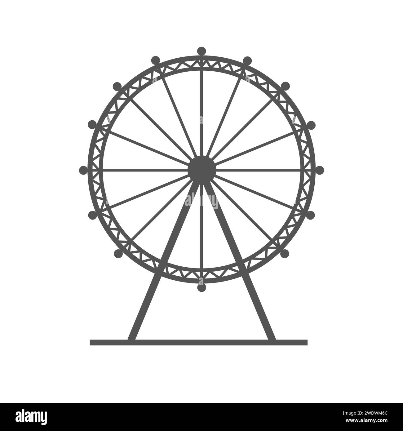 Icona della ruota panoramica rivestita. London Eye come popolare destinazione turistica. Famosa vista della Gran Bretagna isolata su un'illustrazione vettoriale bianca Illustrazione Vettoriale