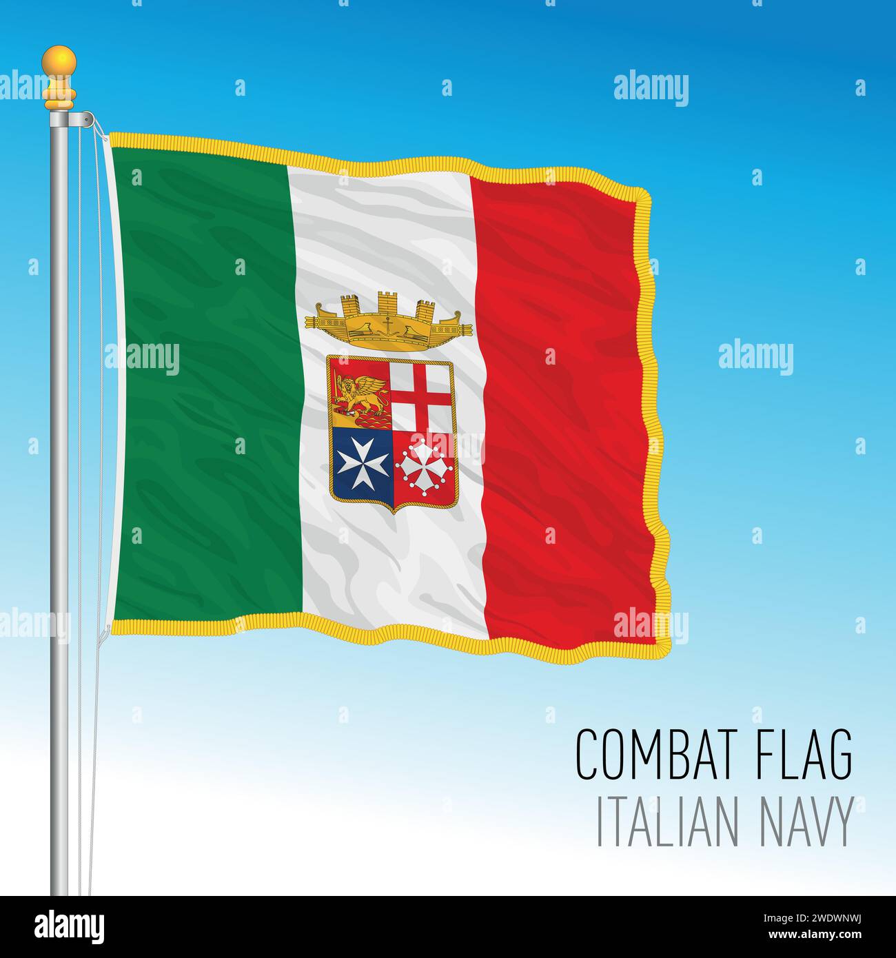 Bandiera di combattimento della Marina italiana, Italia, illustrazione vettoriale Illustrazione Vettoriale