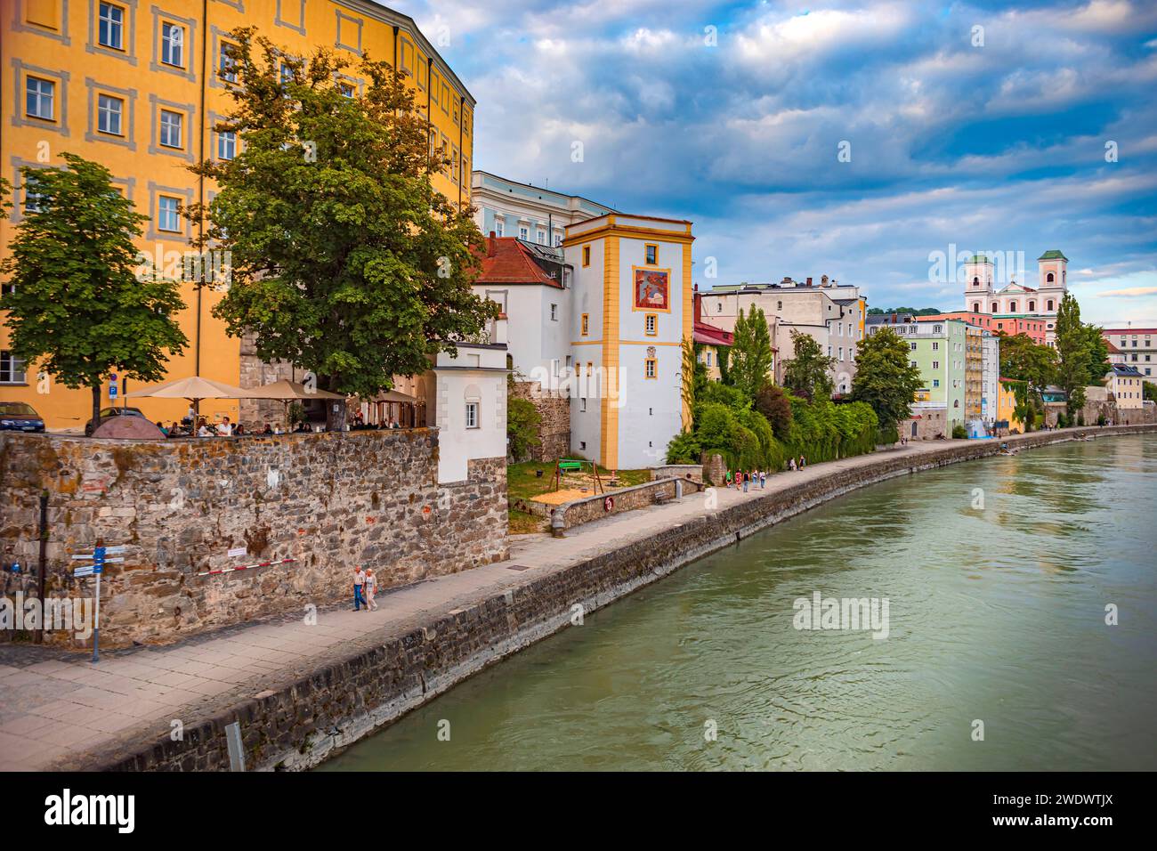 Inn Quay a Passau, Baviera, Germania Foto Stock