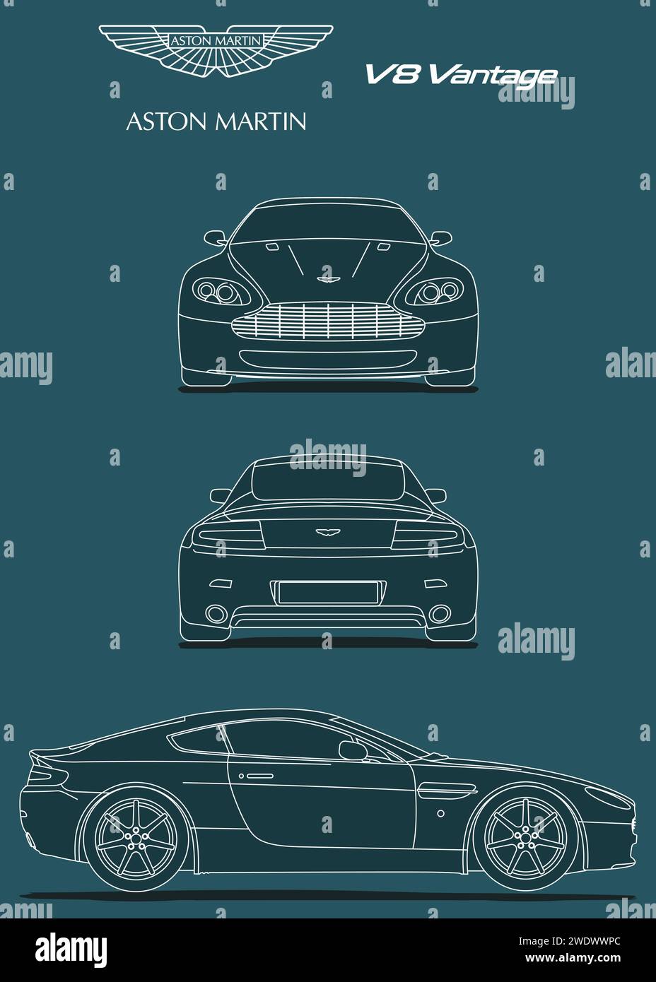 Modello di auto Aston Martin V8 Vantage del 2005 Illustrazione Vettoriale