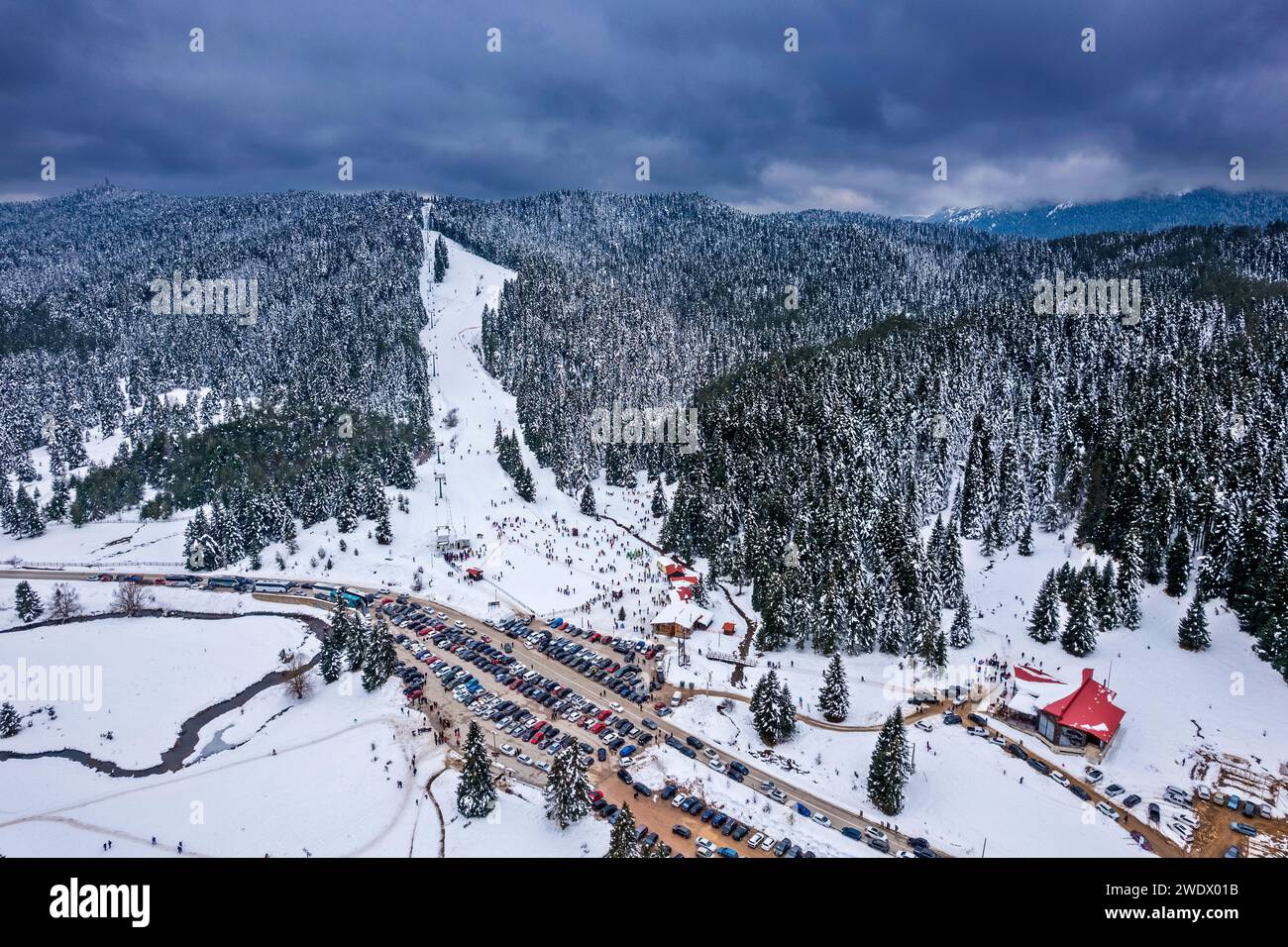 Pertouli Ski Center, Pyli Municipality, Trikala, Tessaglia, Grecia Foto Stock