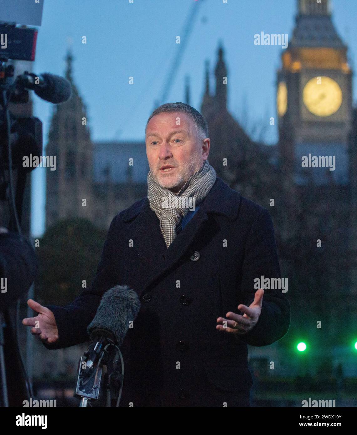 Londra, Inghilterra, Regno Unito. 22 gennaio 2024. Il Segretario di Stato ombra per l'ambiente, il cibo e gli affari rurali STEVE REED è visto a Westminster durante il round mediatico mattutino, (Credit Image: © Tayfun salci/ZUMA Press Wire) SOLO USO EDITORIALE! Non per USO commerciale! Foto Stock