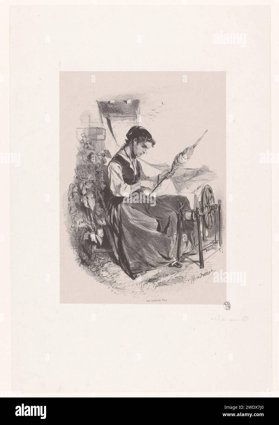 Clara ammira la collana che ha ricevuto da Gustave, Nicolas Maurin, 1825 - 1842 stampa la storia è basata sul libro "Les Liaisons Dangereuses" di Pierre Choderlos de Laclos. Carta di Parigi opere specifiche di letteratura. collana. riunione degli amanti. Intrigo Foto Stock