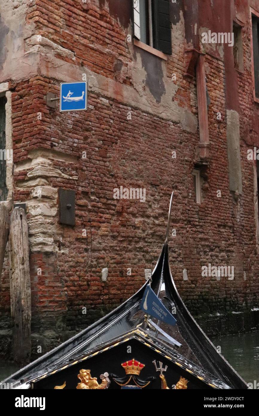 Dettaglio del cartello del canale di Venezia Foto Stock