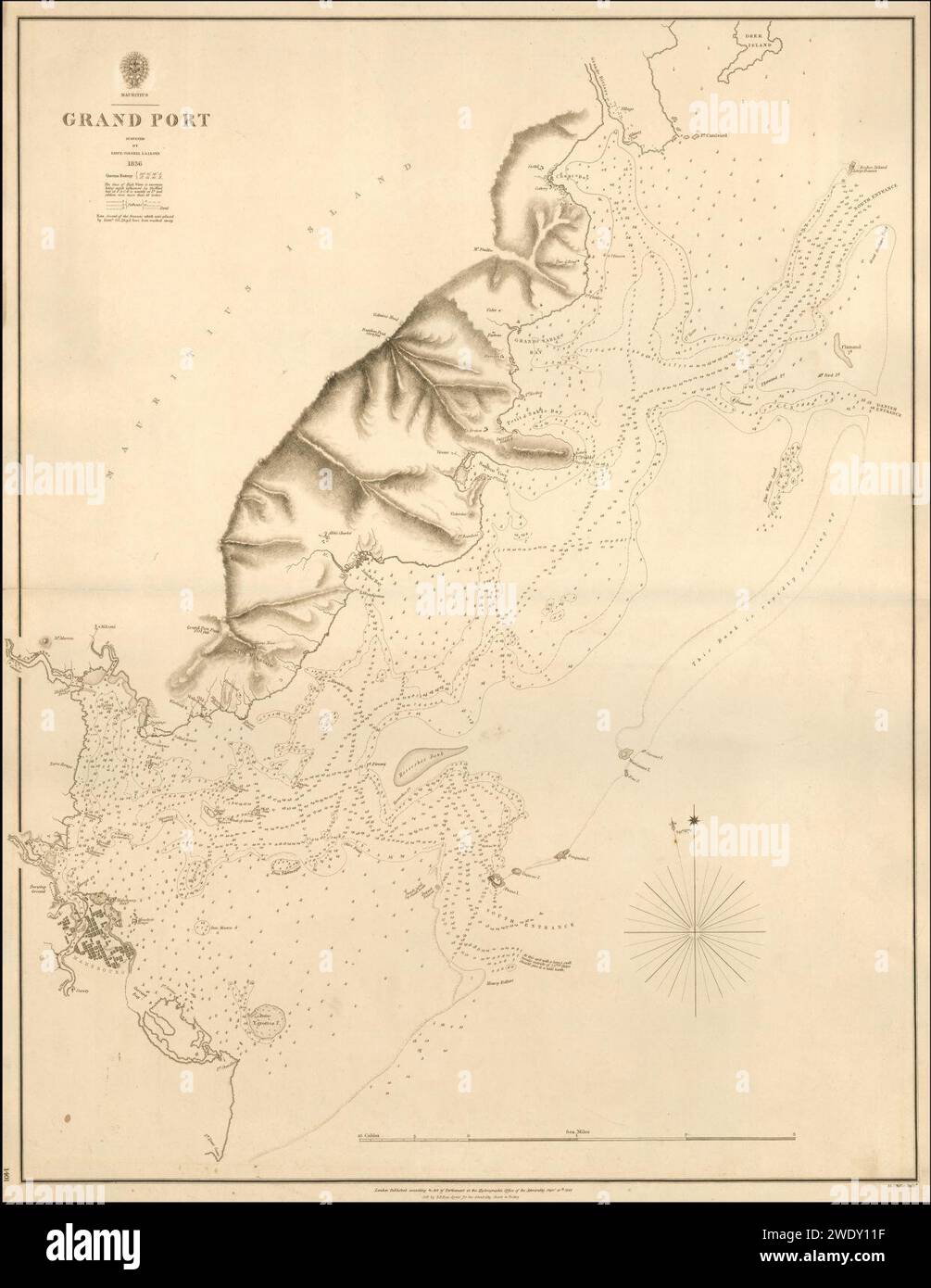 Admiralty Chart No 1401 Grand Port Mauritius, pubblicata nel 1843. Foto Stock