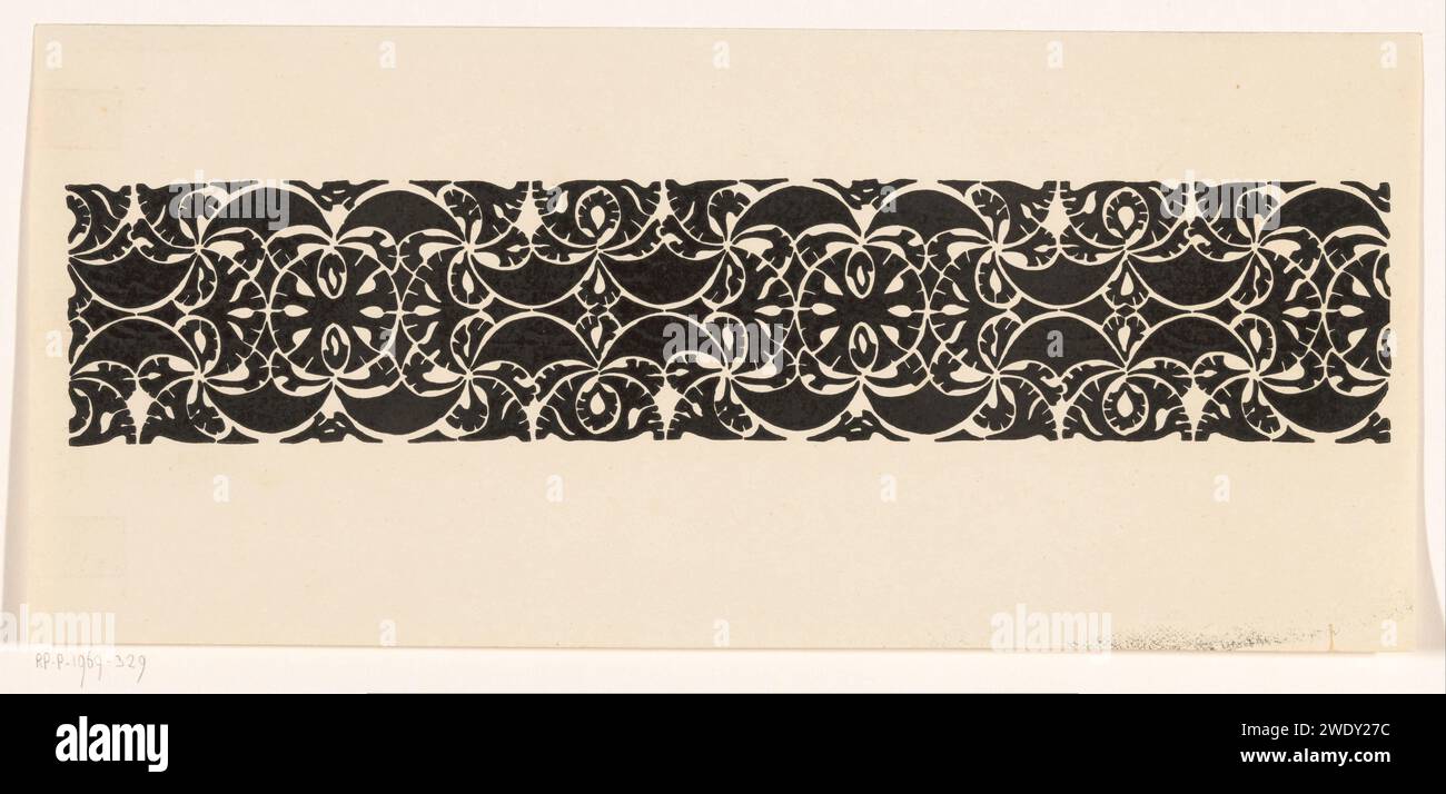 Cornice decorativa con motivi vegetali stilizzati, Carel Adolph Lion Cachet, 1874 - 1945 stampa su carta ornamento a blocchi derivati da forme vegetali - AA - stilizzato Foto Stock