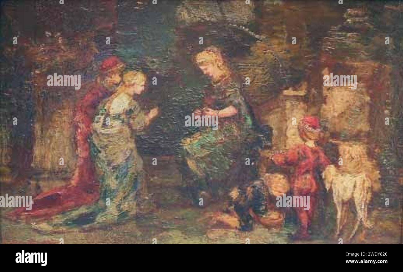 Adolphe-monticelli-scne-de-parc, 29,5 x 44,5 cm. Foto Stock