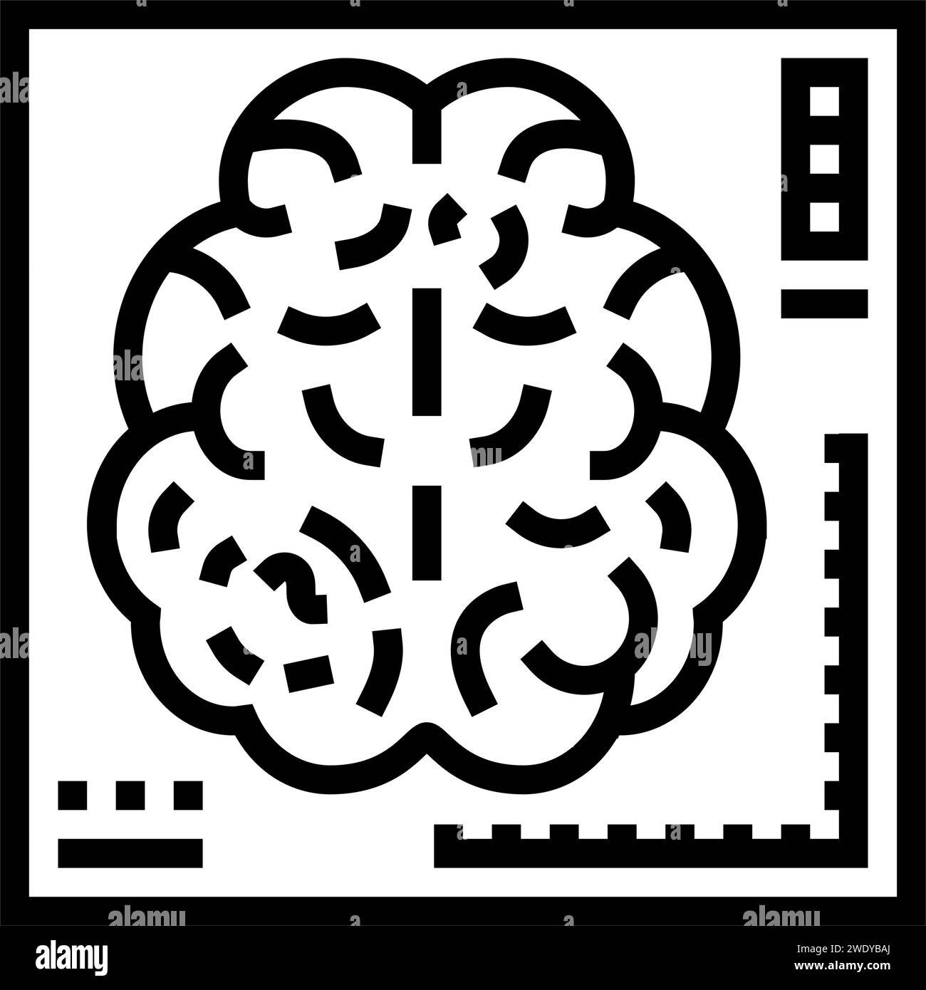 illustrazione vettoriale dell'icona della linea neurologica della risonanza magnetica funzionale Illustrazione Vettoriale