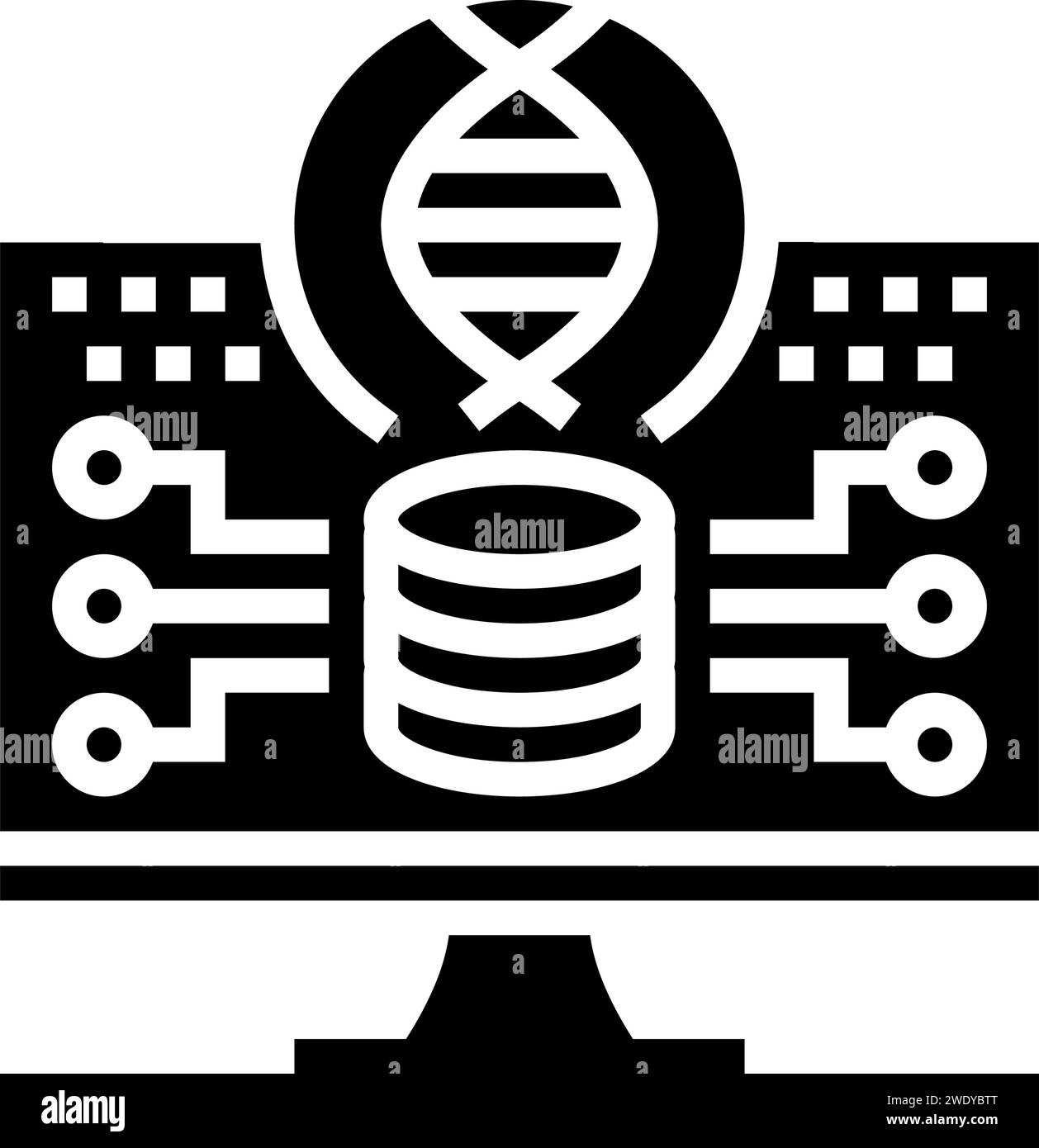 analisi dei dati genomici crittografia icona glifo illustrazione vettoriale Illustrazione Vettoriale