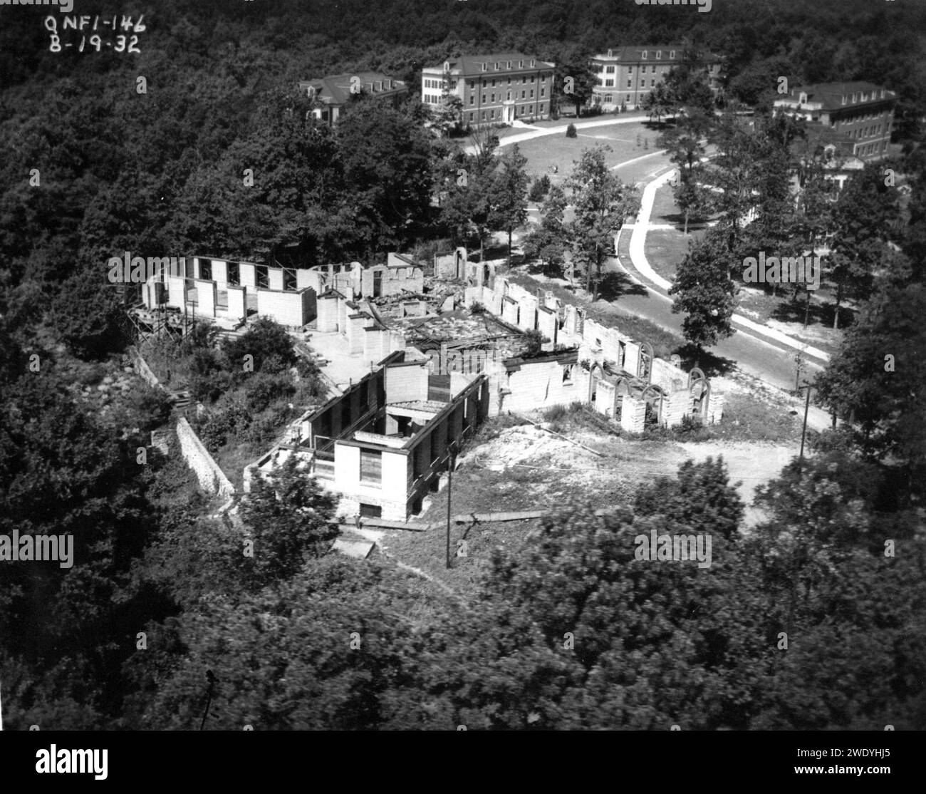 Fotografia aerea dei quartieri per ufficiali di secondo grado presso la base dei Marines di Quantico, Virginia Foto Stock