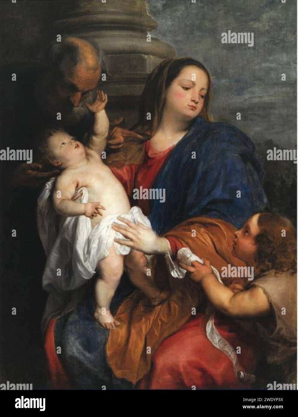 Dopo Anthony van Dyck - la Sacra famiglia con San Giovanni Battista da bambino, 1621-1625. Foto Stock