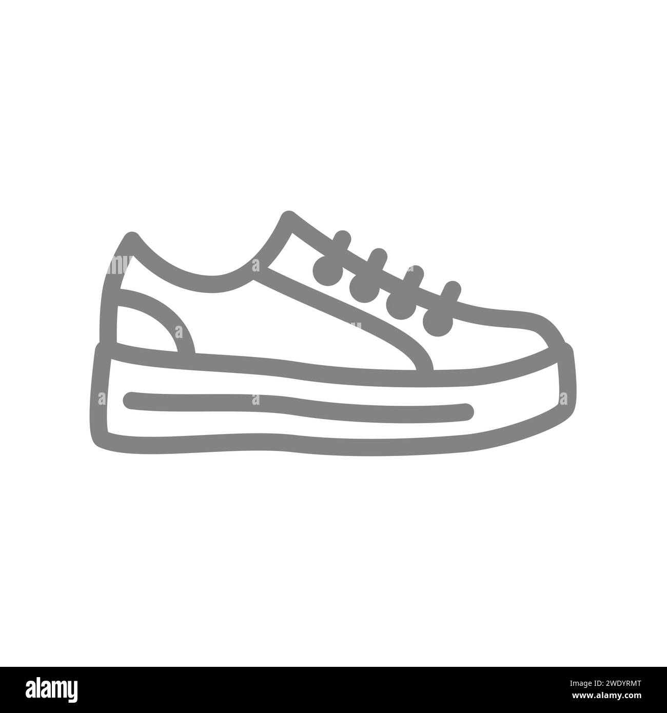 Icona vettoriale linea sneakers. Scarpe da ginnastica, profilo delle scarpe con lacci, corsa modificabile. Illustrazione Vettoriale