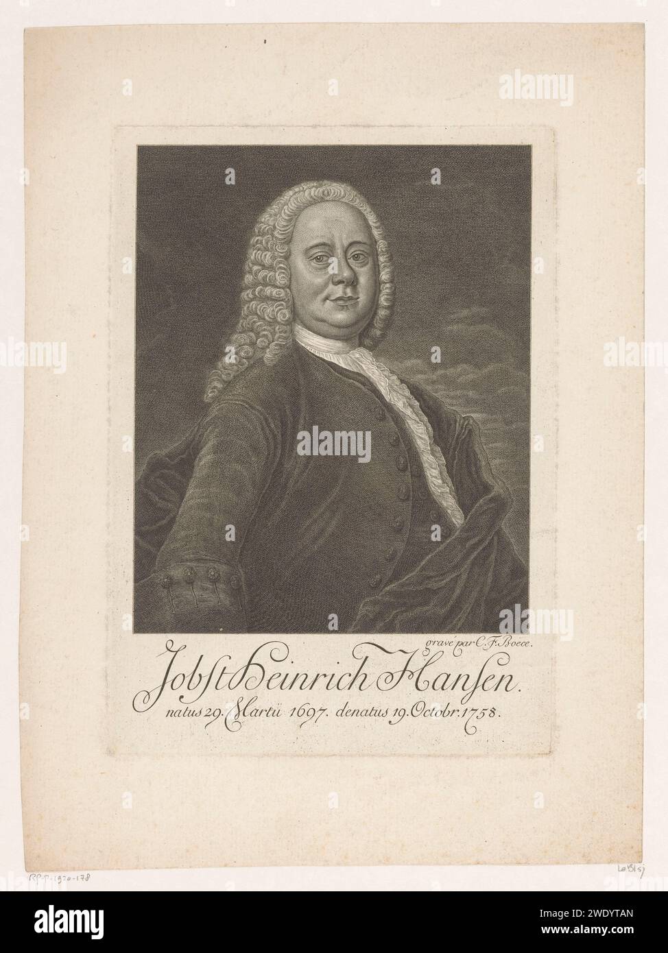 PortraT van Jobst Heinrich Hansen, Christian Friedrich Boëtius, 1758 - 1782 stampa Dresda carta che incide persone storiche Foto Stock