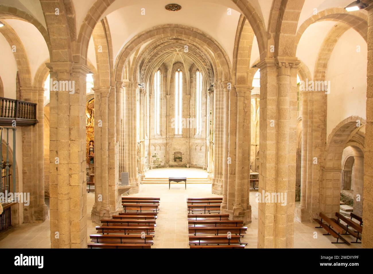La chiesa gotica di san Domenico (san domingos) a Santiago de Compostela Foto Stock