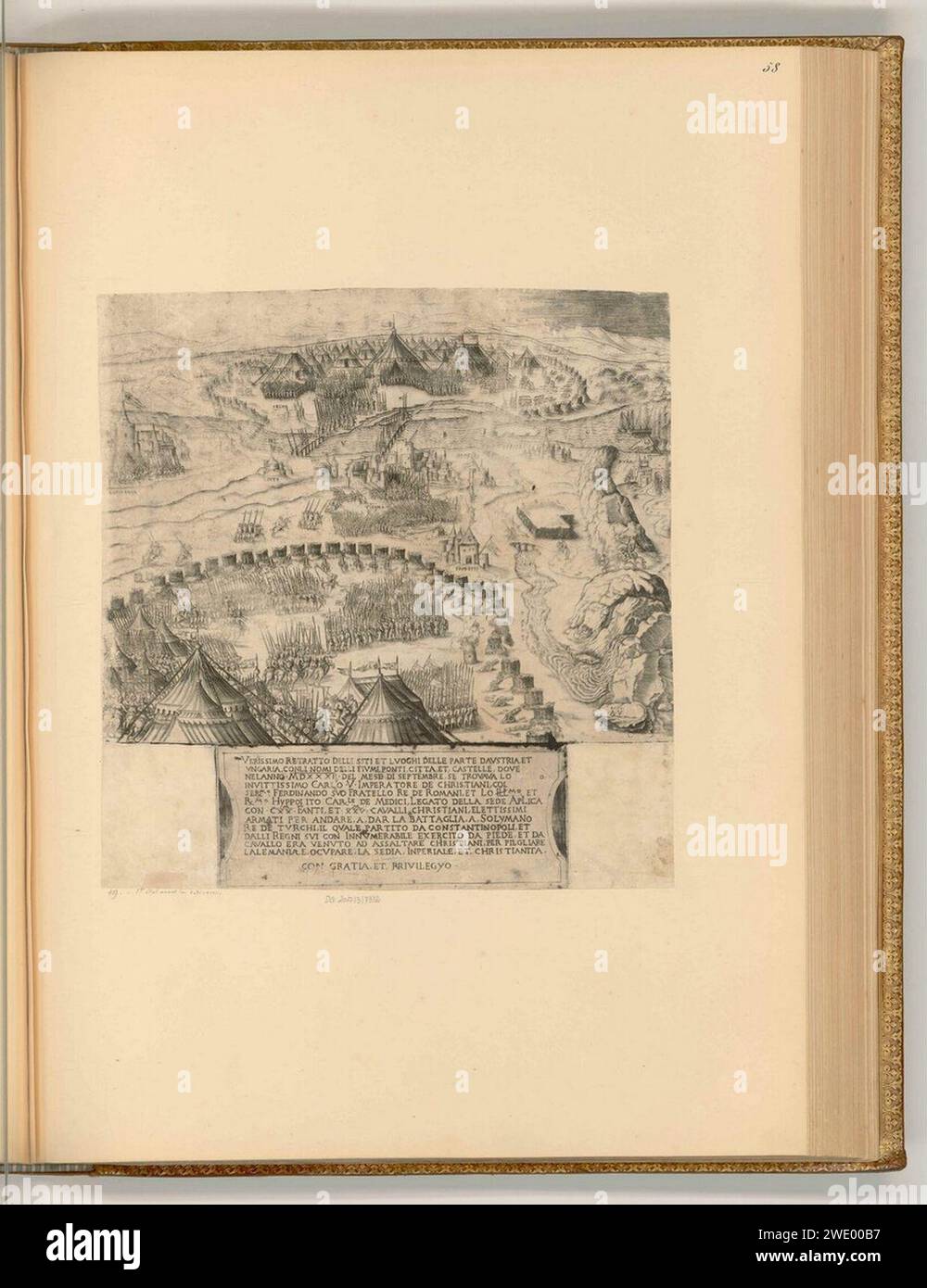 Agostino Veneziano - Truppenplan der Armeen Karls V. e Sultan Soliman, ItI2358. Foto Stock