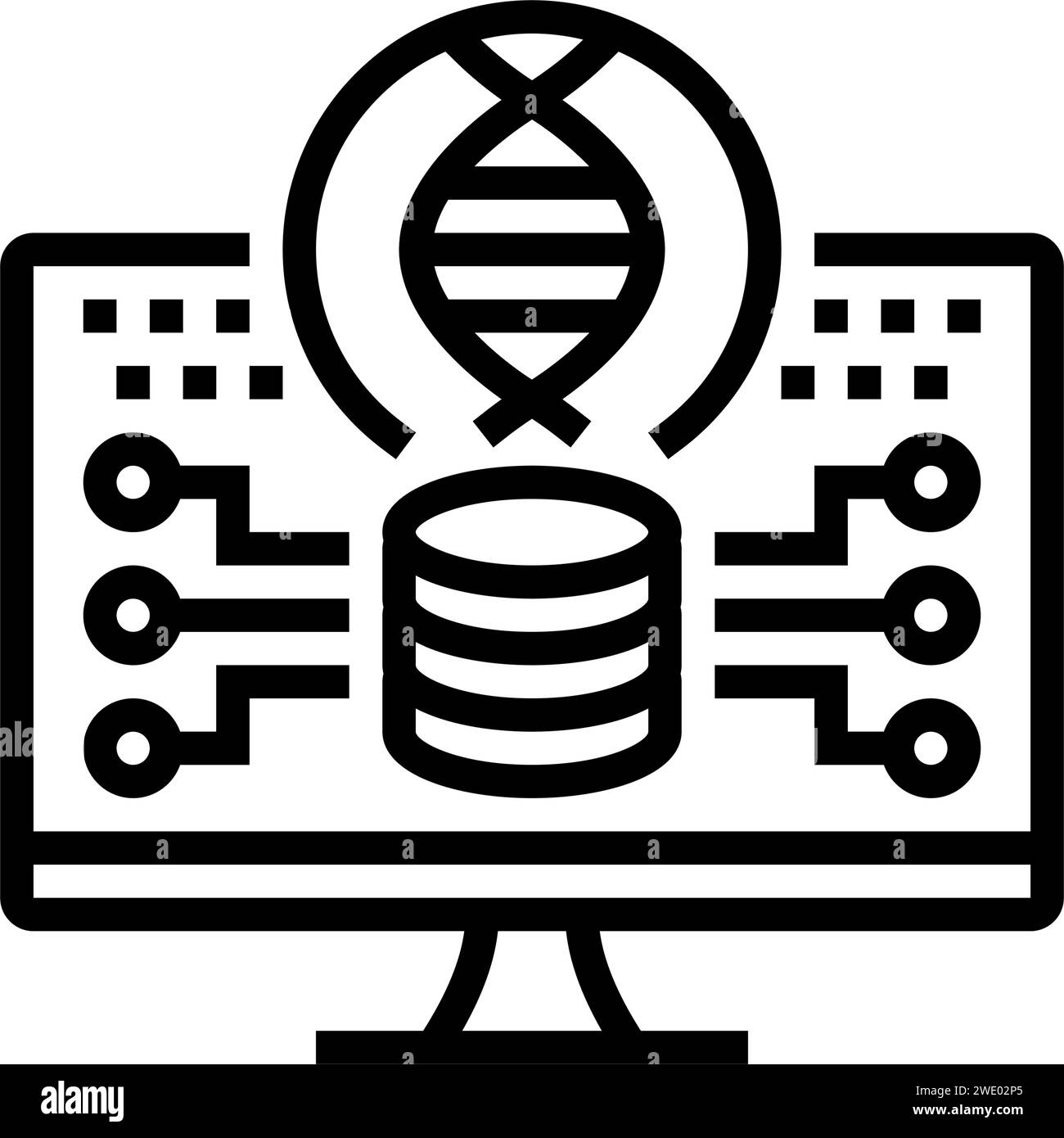 analisi dei dati genomici illustrazione vettoriale dell'icona della linea di crittografia Illustrazione Vettoriale
