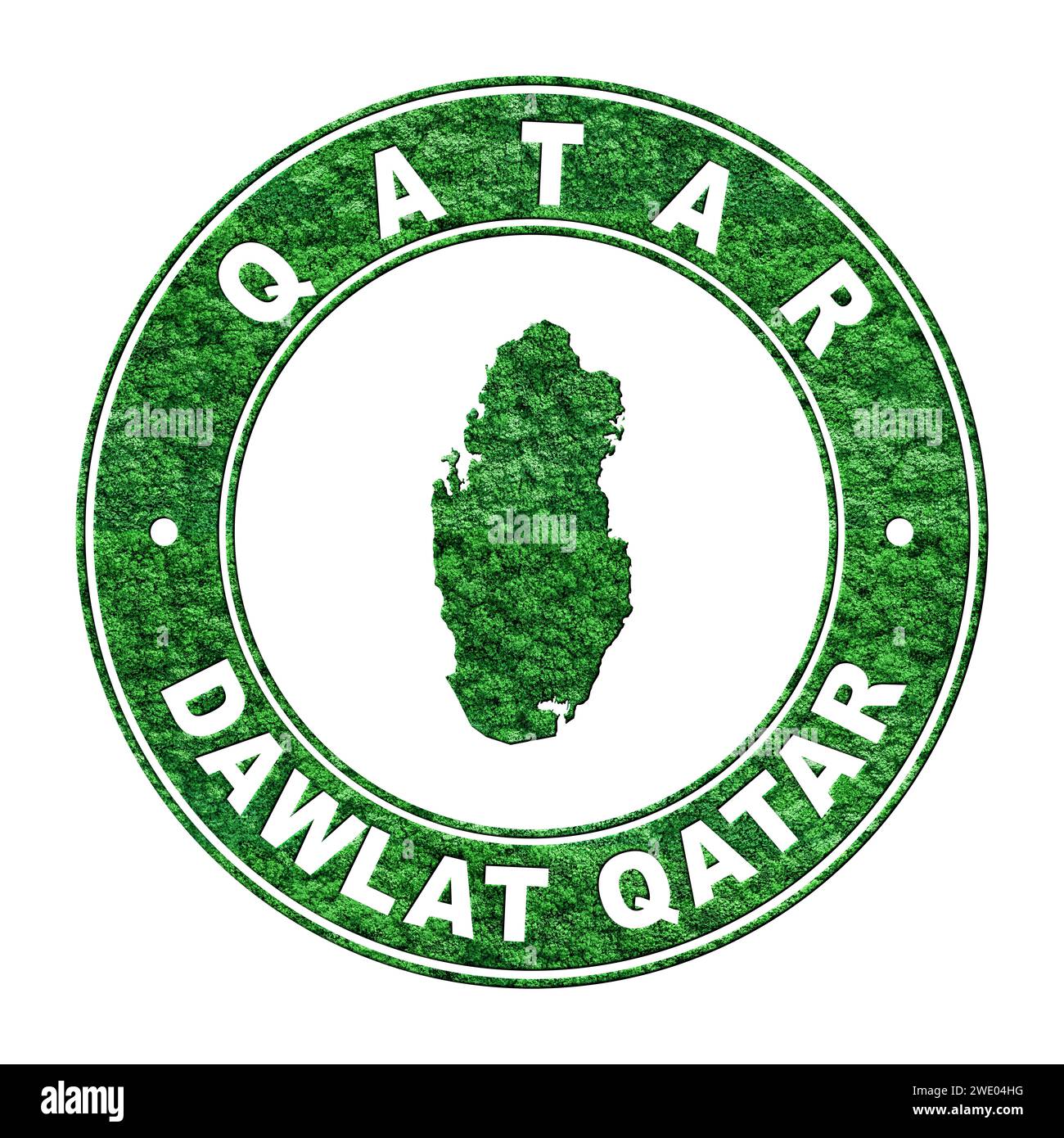 Mappa del Qatar, concetto di emissioni CO2, Clipping Path Foto Stock
