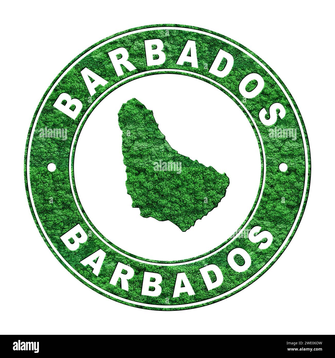 Mappa delle Barbados, concetto di emissione CO2, percorso di ritaglio Foto Stock