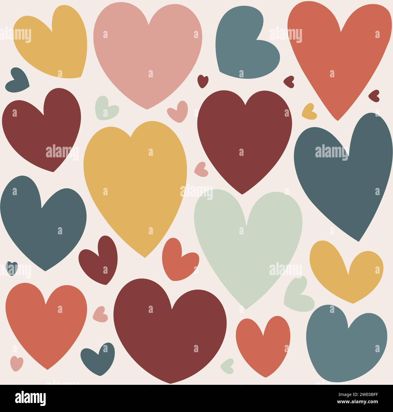 Cuori colorati motivo vettoriale per sfondo. Illustrazione Vettoriale