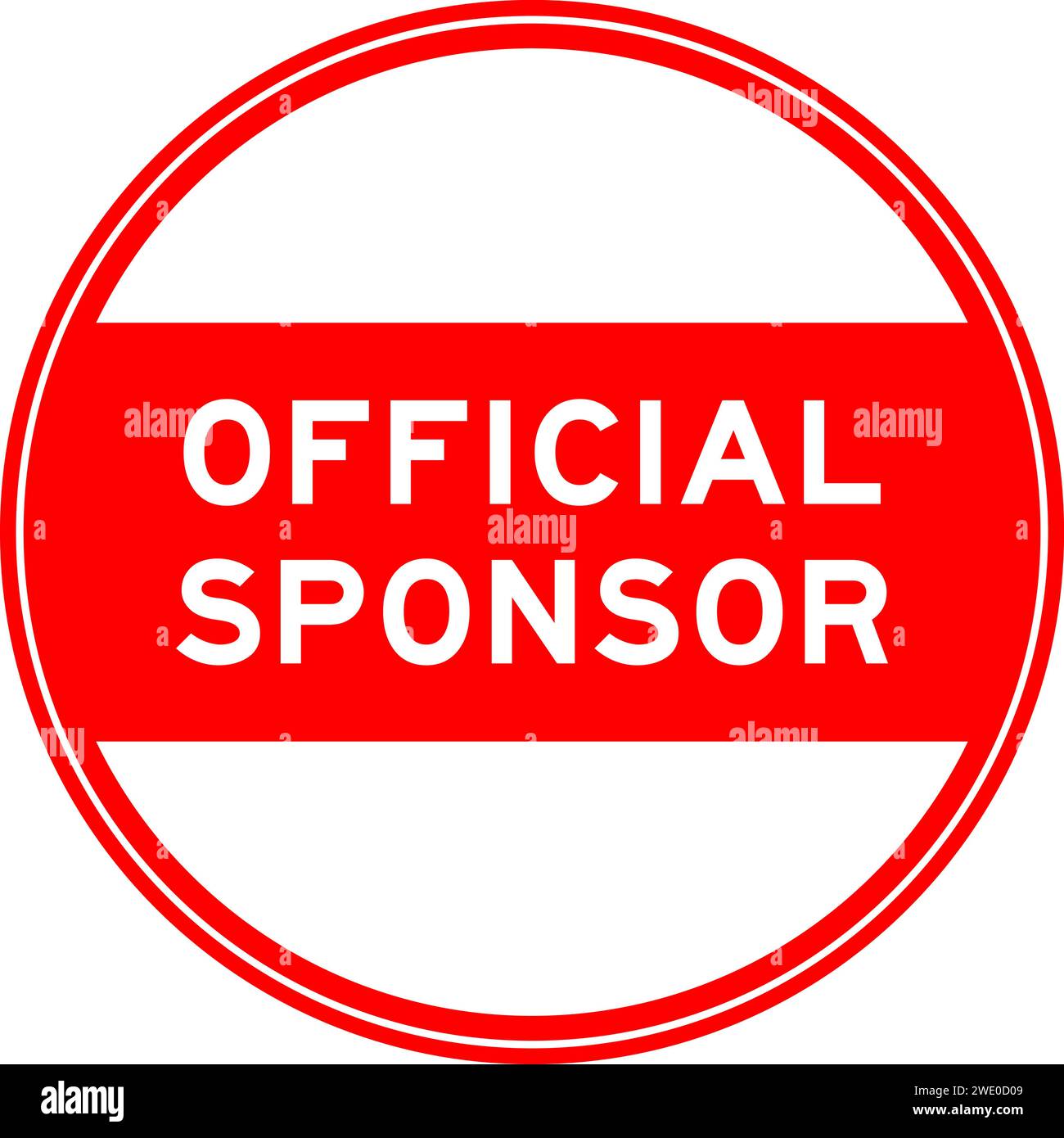 Adesivo sigillante rotondo di colore rosso in Word Official sponsor su sfondo bianco Illustrazione Vettoriale