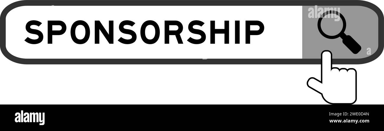 Banner di ricerca in sponsorizzazione per parola con icona della lente di ingrandimento di consegna su sfondo bianco Illustrazione Vettoriale