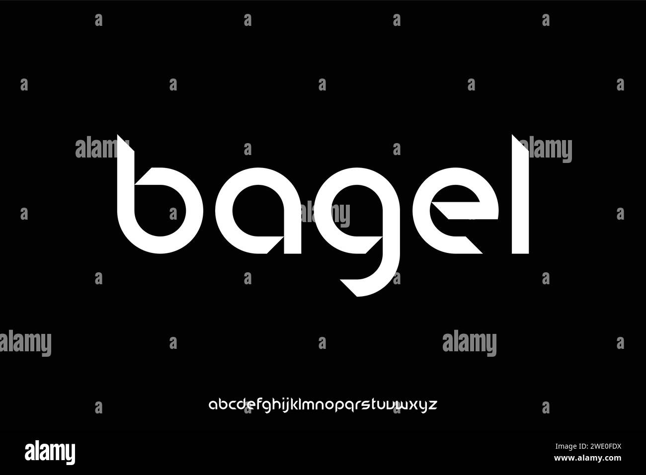 Illustrazione vettoriale del carattere di visualizzazione dell'alfabeto sans serif decorativo moderno e nitido Illustrazione Vettoriale