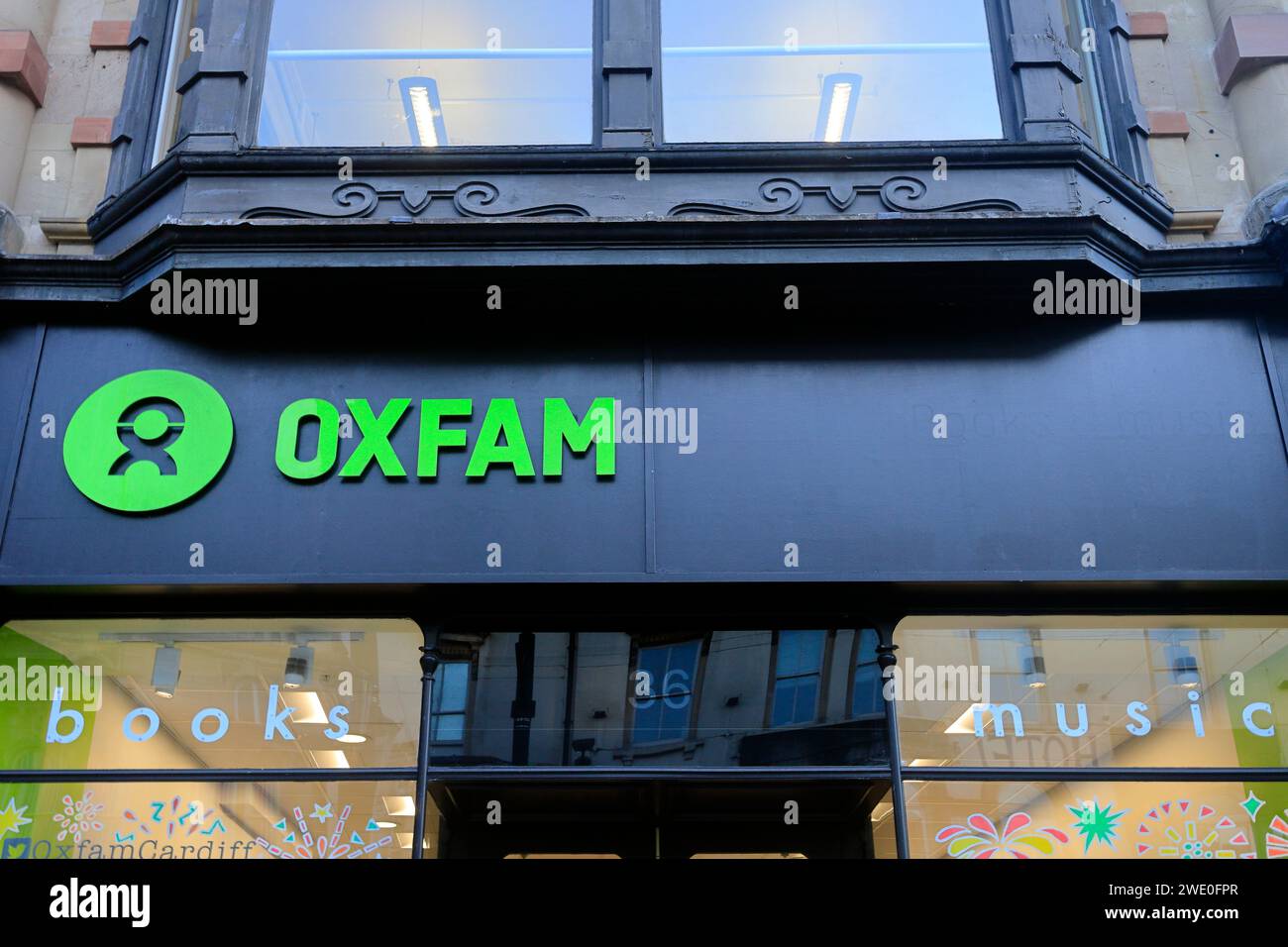 Oxfam, St Mary Street, Cardiff. Presa nel gennaio 2024 Foto Stock