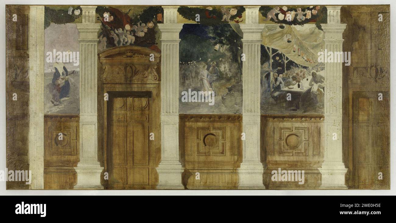 Albert (Paul Albert Besnard Besnard dit) - Esquisse pour la mairie du 4ème , le Bal à la campagne ou la Fête populaire Foto Stock