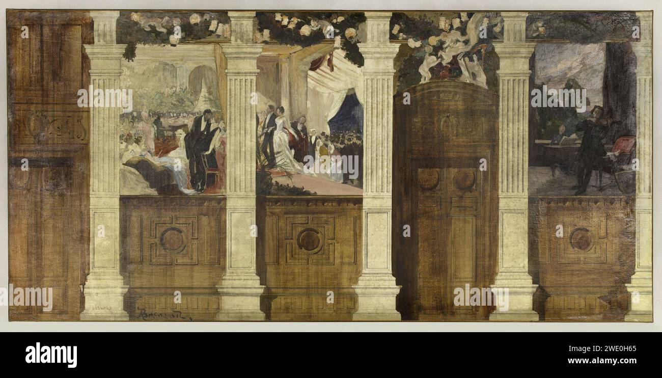 Albert (Paul Albert Besnard Besnard dit) - Esquisse pour la mairie du 4ème , le Bal à la ville ou la Fête mondaine Foto Stock