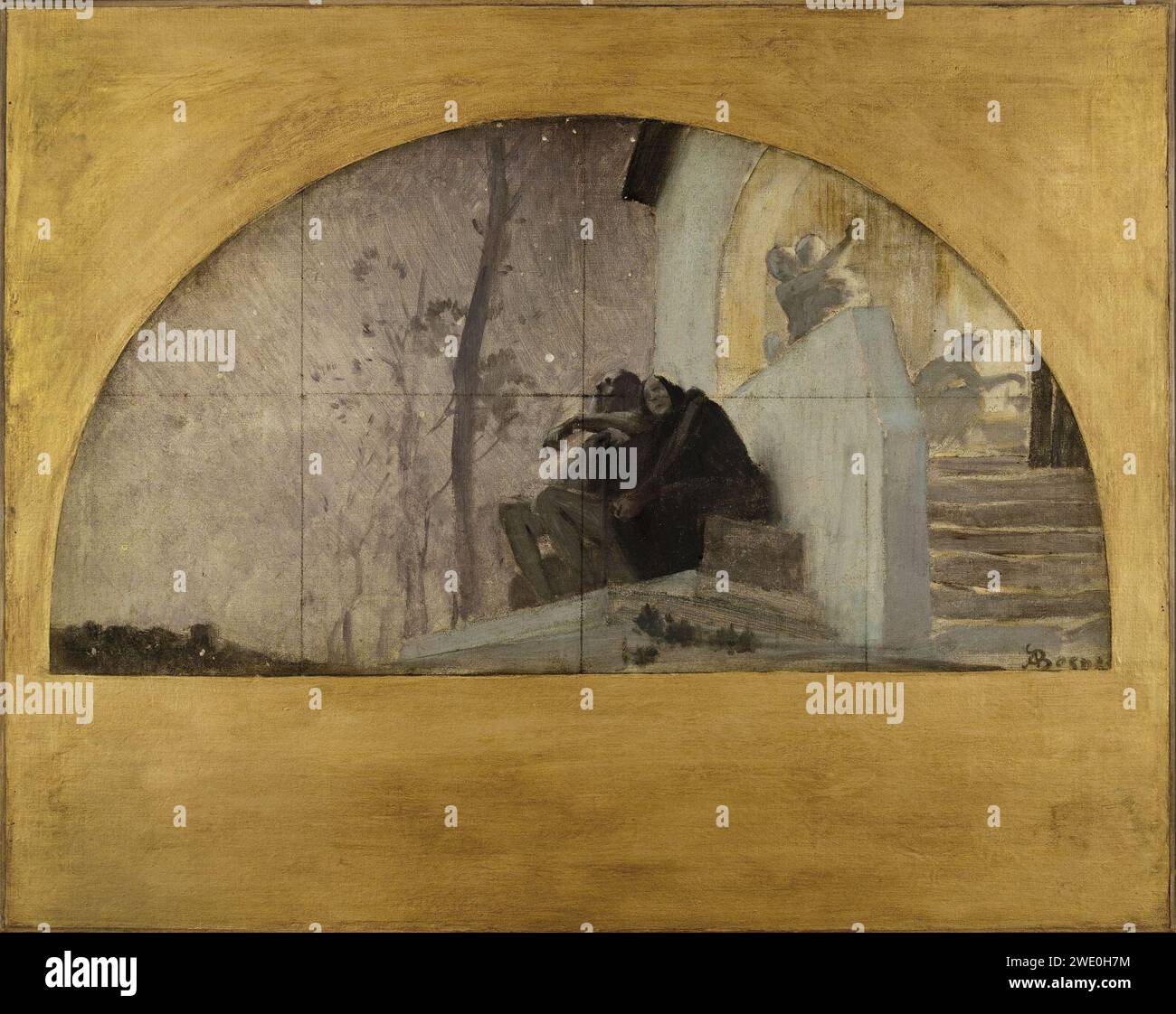 Albert (Paul Albert Besnard Besnard dit) - Esquisse pour la salle des mariages de la mairie du 1er , l'Hiver, ou le Soir de la vie Foto Stock