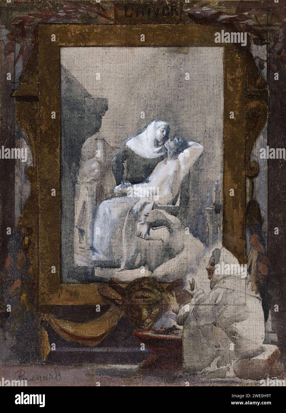 Albert (Paul Albert Besnard Besnard dit) - Esquisse pour la salle des mariages de la mairie du 19ème arrondissement de la Ville de Paris , l'Hiver Foto Stock