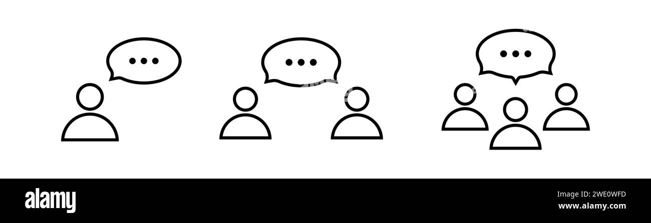 Set di icone della linea di conversazione. Gruppo di persone Illustrazione Vettoriale