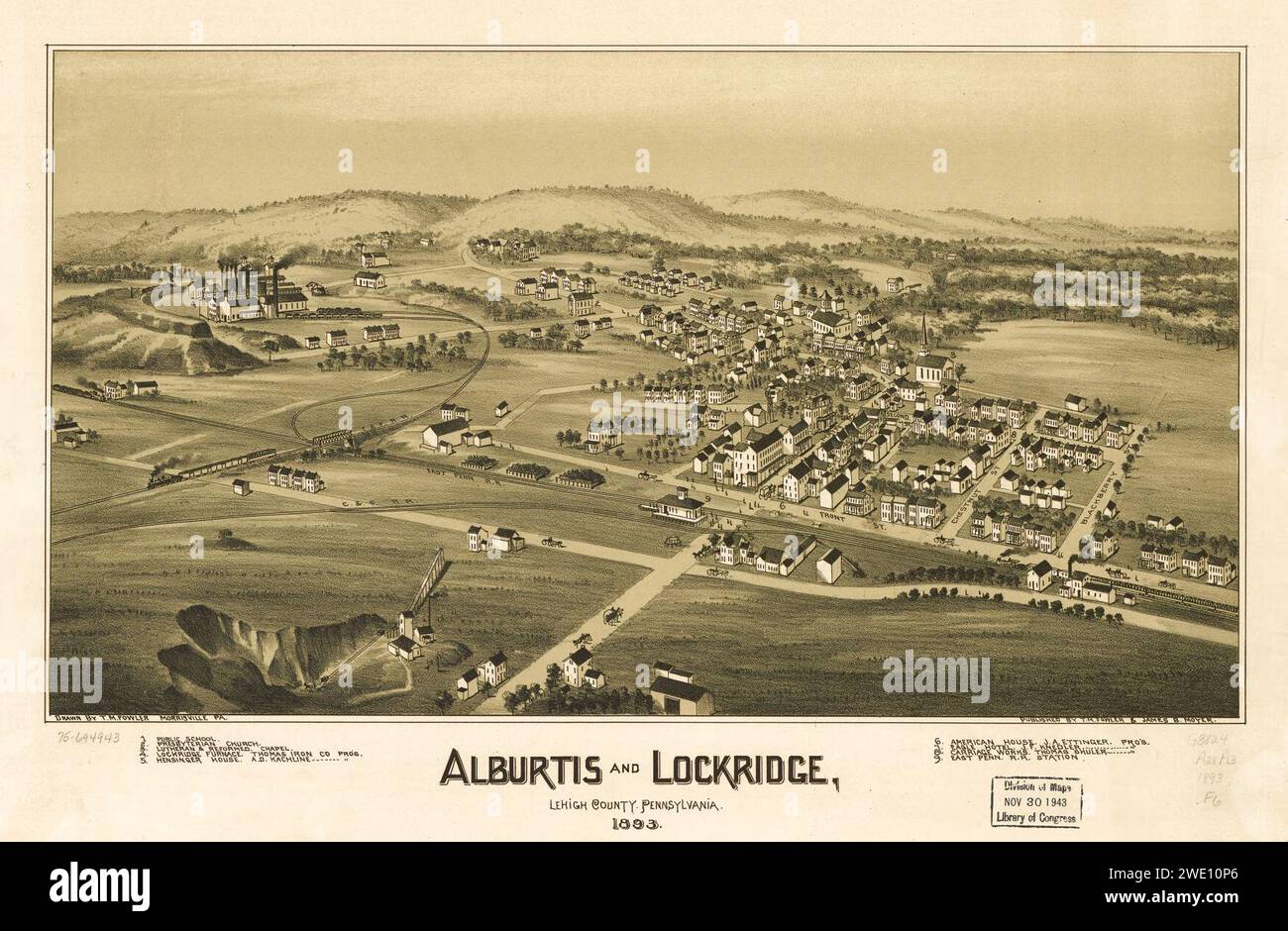 Alburtis e Lockridge, Lehigh County, Pennsylvania 1893. Foto Stock