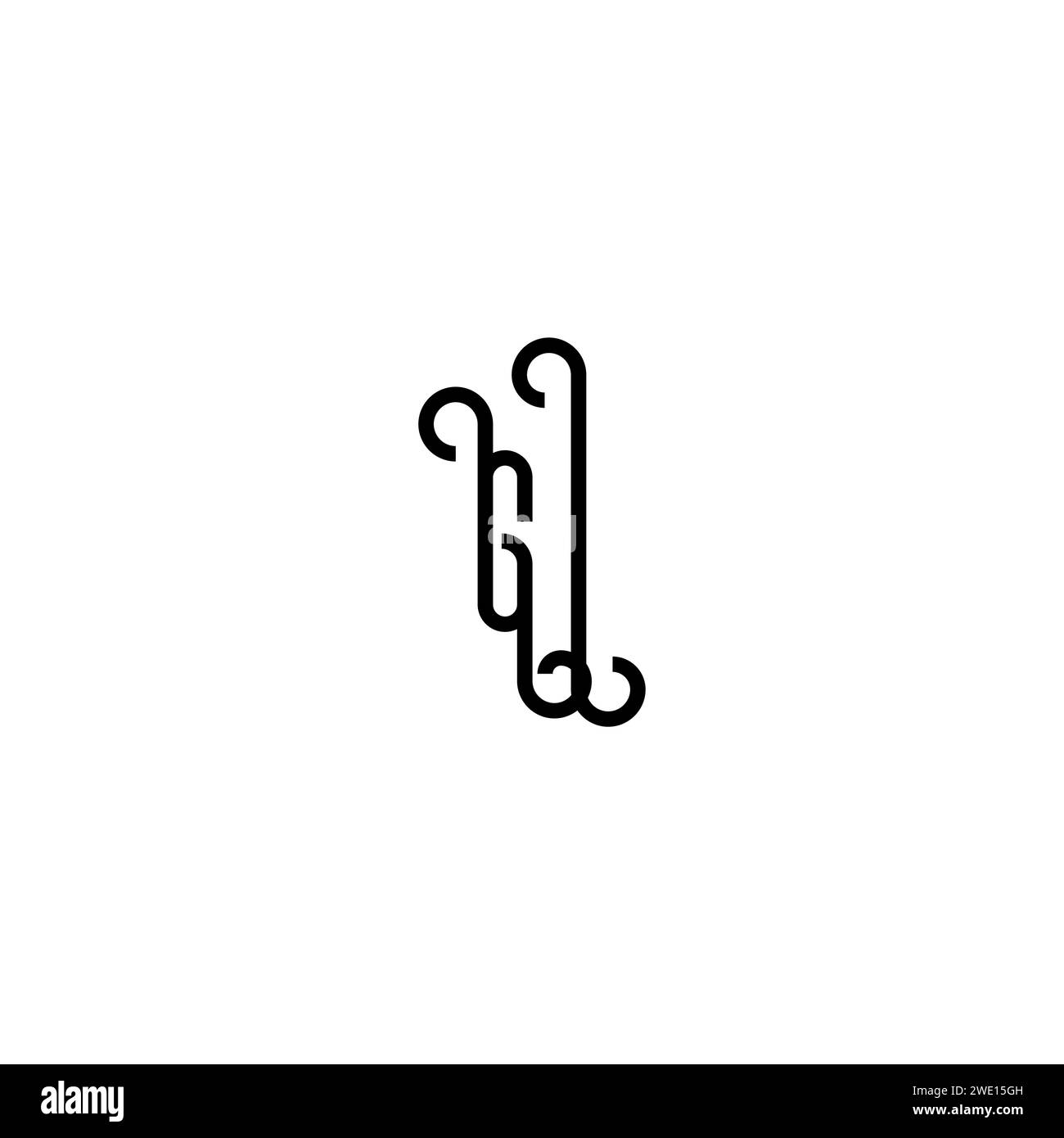 Logo iniziale in design semplice e curvo in gi sfondo bianco e nero Illustrazione Vettoriale