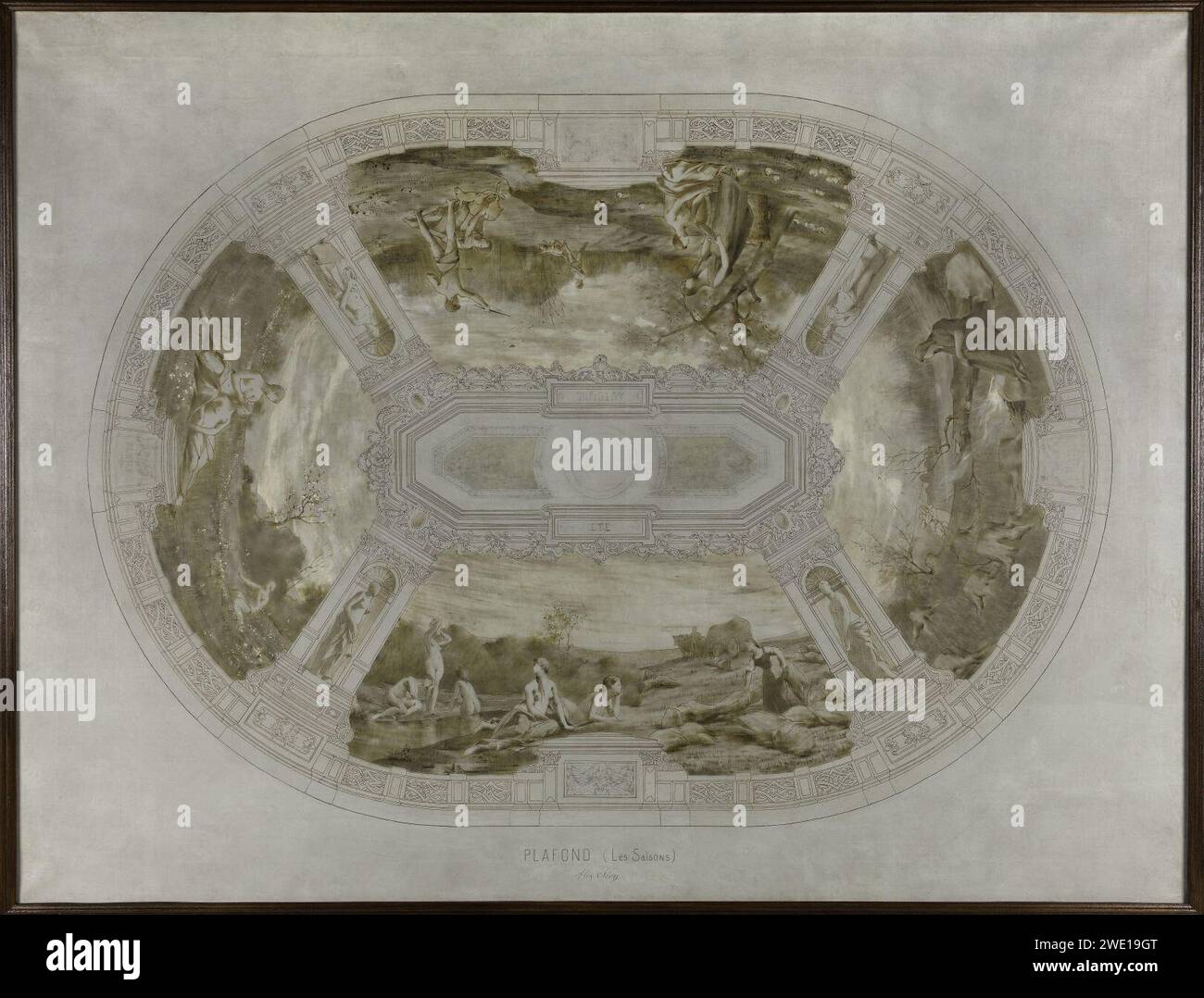 Alexandre Séon - squisse pour la salle des mariages de la mairie de Courbevoie , Les Saisons (plafond) Foto Stock
