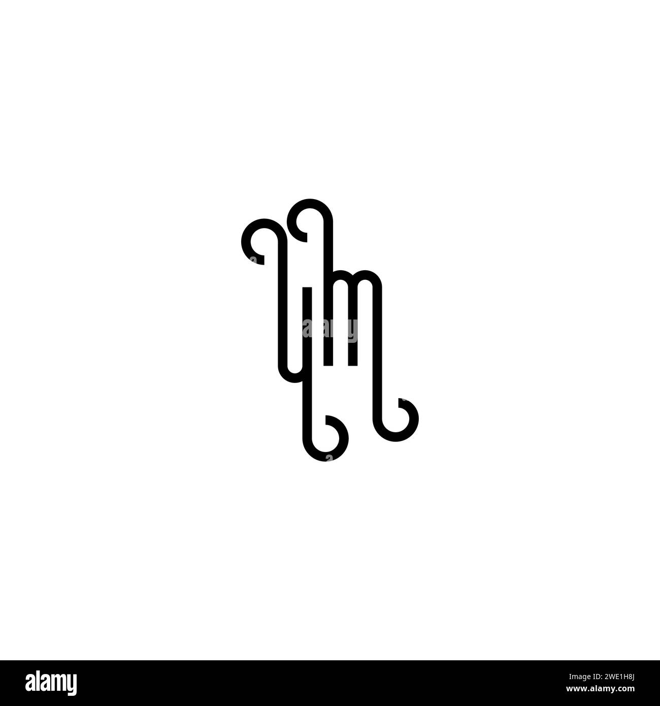 Design del logo iniziale semplice e curvo sfondo bianco e nero Illustrazione Vettoriale