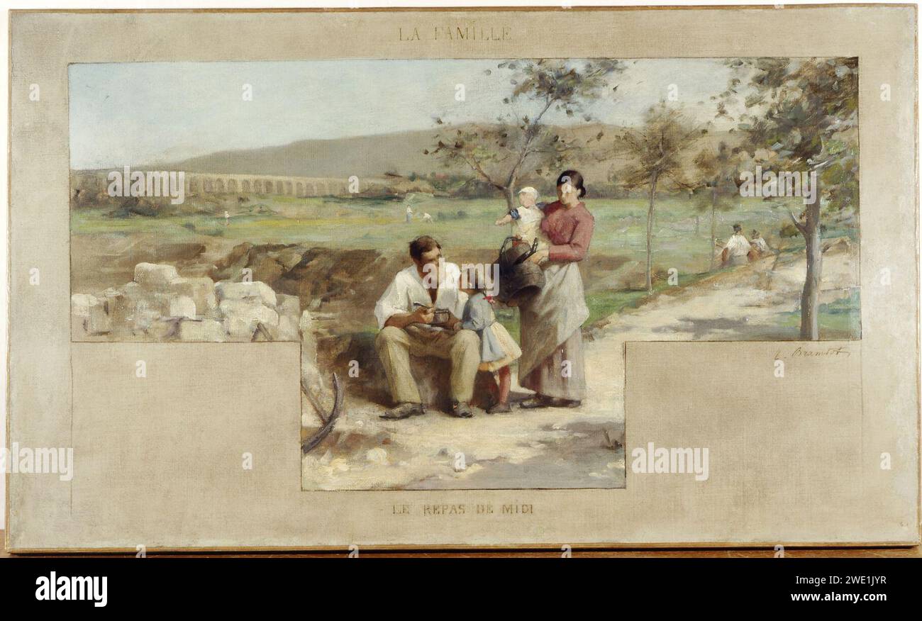 Alfred Henri Bramtot - Esquisse pour la mairie d'Arcueil-Cachan , la famille - le repas de Midi Foto Stock