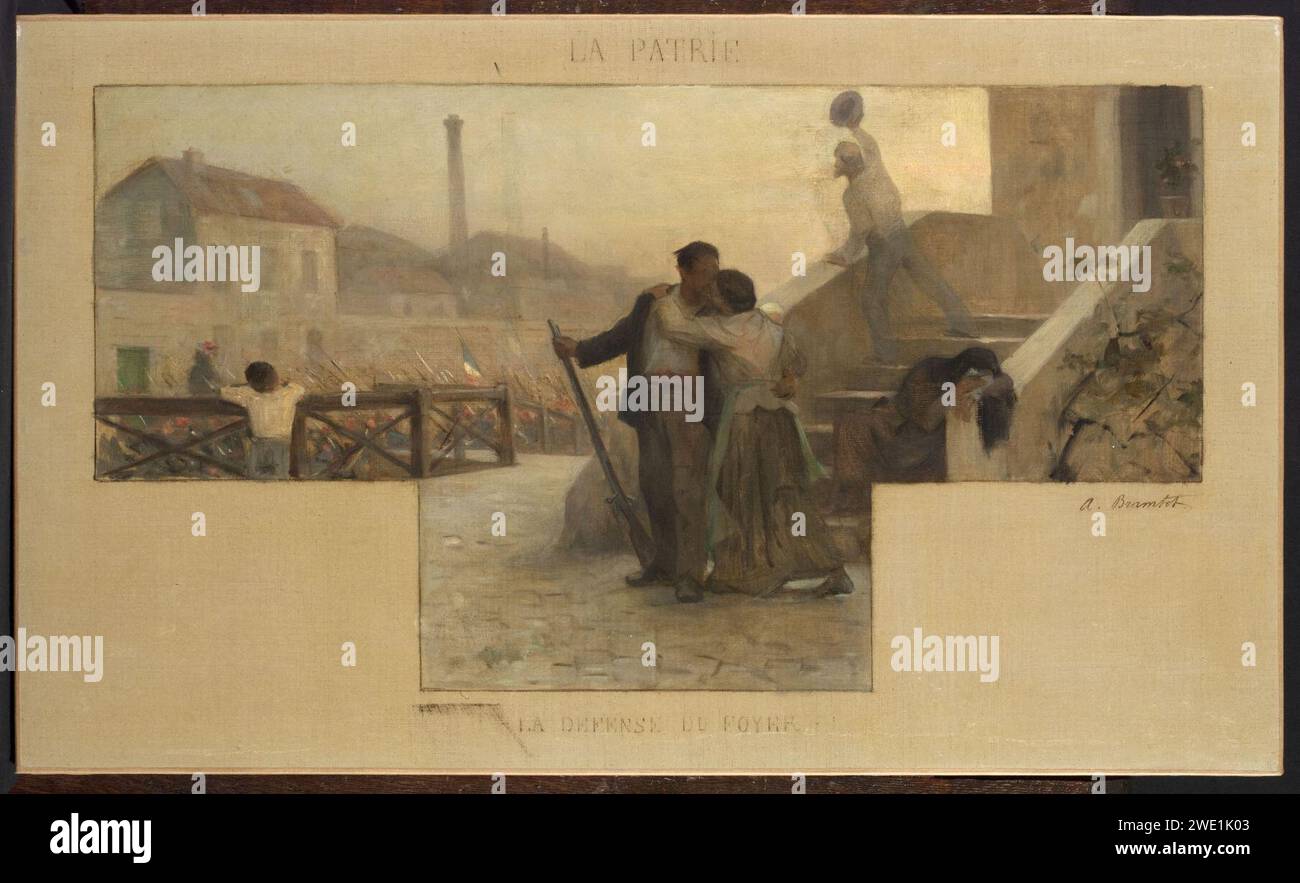 Alfred Henri Bramtot - Esquisse pour la salle des mariages de la mairie d'Arcueil-Cachan , la Patrie - la défense du foyer Foto Stock