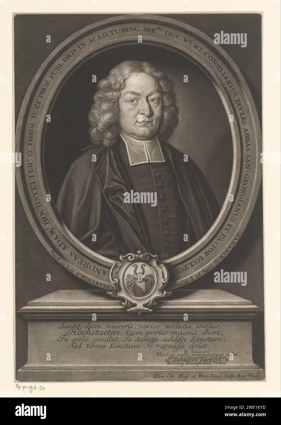 Ritratto van Johann Andreas von Heider, Elias Christopf Heiss, 1719 - 1731 stampa Augusta paper etching Historical Persons. cuscinetto araldico. ciondolo, trinket, "breloque" Foto Stock